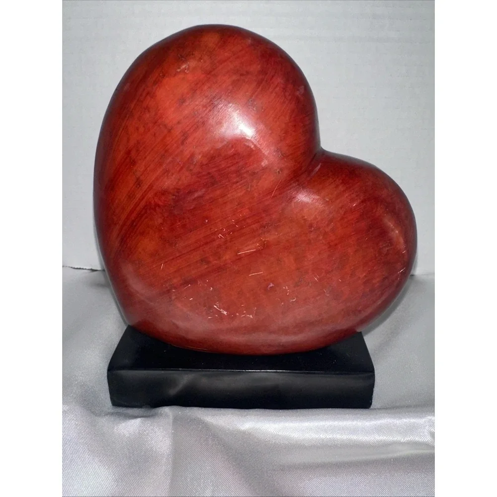 Red Alabaster Heart Bookend Valentine's Statue Figurine Pier 1 B10